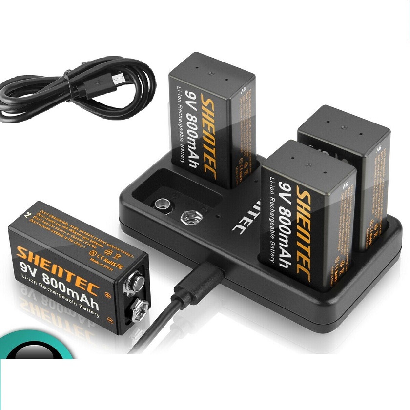 4 slot USB charger + 9 volt block Lthium rechargeable Li-ion съвместима батерия