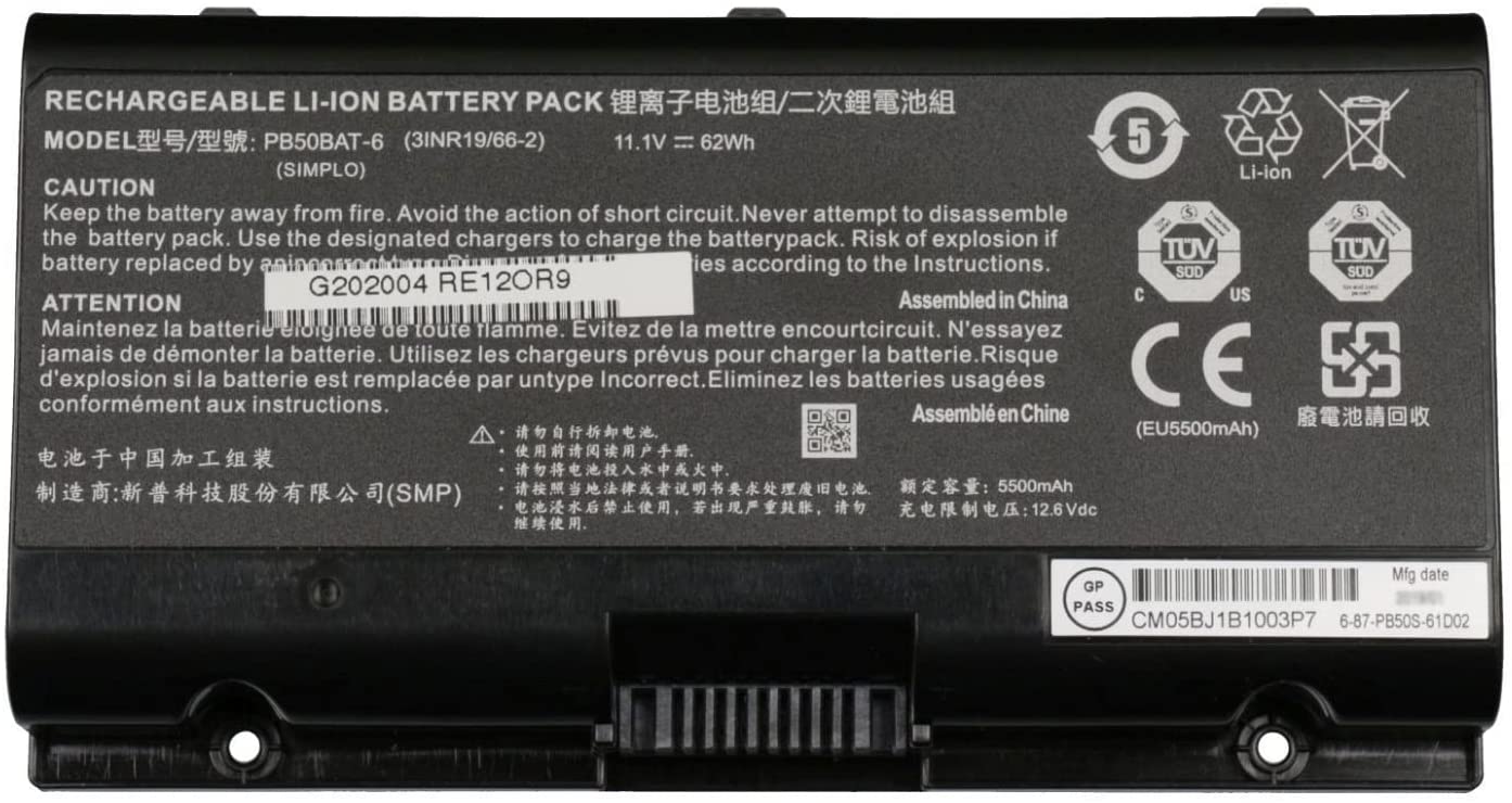 PB50BAT-6 Clevo PB71EF-G,PowerSpec 1720,1520,Sager NP8371 съвместима батерия